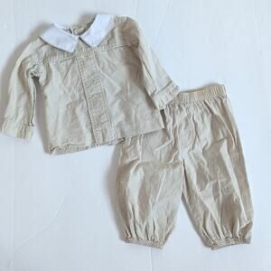 Little English Tan Heirloom 6m Baby Boy Outfit